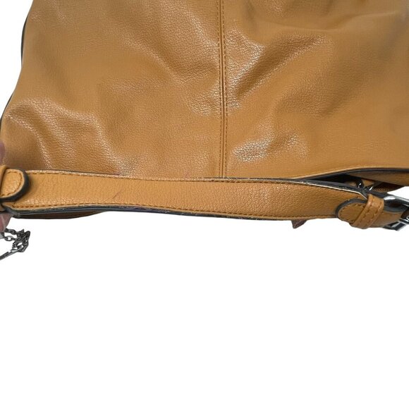 Chillx Tan Faux Leather Studded Shoulder Bag  Multiple Compartments Purse - Picture 8 of 9